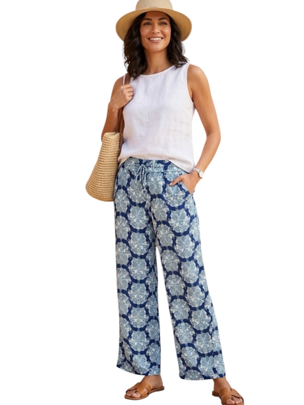 Lilly Pulitzer Pippa Clam Jam Palazzo Pants Shell Print Blue White Women L
BB